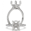 Hidden Halo French Pave Oval Semi Mount Diamond Engagement Ring Platinum 950 0.47Ct - javda.com 