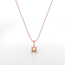 Prong Set Cushion Cut Diamond Solitaire Semi Mount Bail Pendant 14k Rose Gold