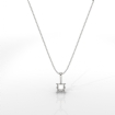 Prong Set Cushion Cut Diamond Solitaire Semi Mount Bail Pendant 18k White Gold - javda.com 