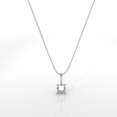 Prong Set Cushion Cut Diamond Solitaire Semi Mount Bail Pendant 14k White Gold