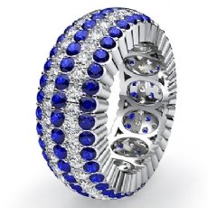 Women Eternity Engagement Band 14k White Gold Round Sapphire Diamond Ring 3.8Ct