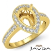 Halo Pre-Set Diamond Engagement Ring Pear Semi Mount 14k Yellow Gold 0.39Ct - javda.com 
