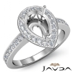 Halo Pre-Set Diamond Engagement Ring Pear Semi Mount 18k White Gold 0.39Ct - javda.com 