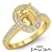 Oval Semi Mount Diamond Engagement Ring 14k Yellow Gold Halo Pave Setting 0.36Ct - javda.com 