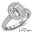 Oval Semi Mount Diamond Engagement Ring 14k White Gold Halo Pave Setting 0.36Ct - javda.com 