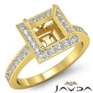 Diamond Engagement Ring Halo Pave Setting Princess Semi Mount 18k Yellow Gold 0.38Ct - javda.com 