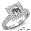 Diamond Engagement Ring Halo Pave Setting Princess Semi Mount 14k White Gold 0.38Ct - javda.com 