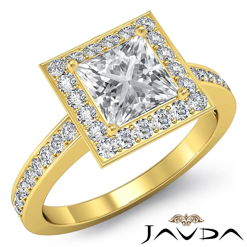 Halo Basket Micro Pave Set diamond Ring 14k Gold Yellow