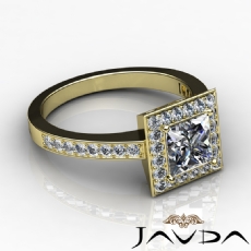 Halo Basket Micro Pave Set diamond Ring 14k Gold Yellow