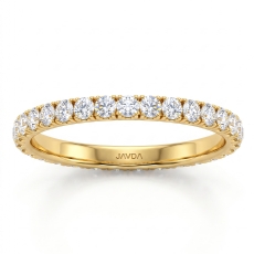 U Cut Prong Basket Set Round Lab Grown Diamond Wedding Band 18k Gold Yellow  (1Ct. tw.)