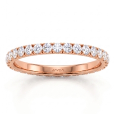 U Cut Prong Basket Set Round Lab Grown Diamond Wedding Band 18k Rose Gold  (1Ct. tw.)