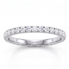 U Cut Prong Basket Set Round Lab Grown Diamond Wedding Band 14k W Gold 1.00ctw