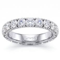 Round Lab Grown Diamond Women's French U Cut Pave Wedding Band 14k Gold 2.9Ctw