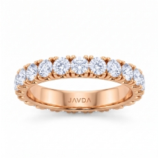 Women's French U Cut Pave Round Lab Grown Diamond Wedding Band 18k Rose Gold  (2.15Ct. tw.)