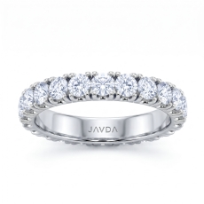 Women's French U Cut Pave Round Lab Grown Diamond Wedding Band Platinum 950  (2.15Ct. tw.)