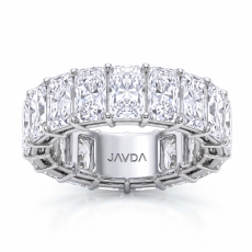 Women's Wedding Band Radiant Shared Prong Lab Grown Diamond 18k Gold White  (11.05Ct. tw.)