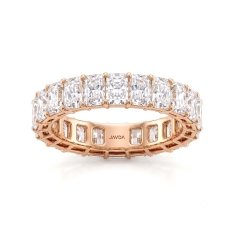 Shared Prong Radiant Lab Grown Diamond Women Wedding Band 14k Rose Gold  (4.8Ct. tw.)