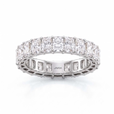 Shared Prong Radiant Lab Grown Diamond Women Wedding Band 14k White Gold 4.8Ctw