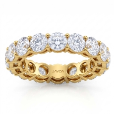 Round Lab Grown Diamond U Cut Prong Set Women Wedding Band 14k Gold Yellow  (4.9Ct. tw.)