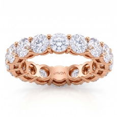 Round Lab Grown Diamond U Cut Prong Set Women Wedding Band 14k Rose Gold  (4.9Ct. tw.)