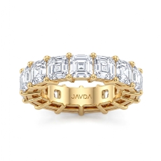 Shared Prong Women's Asscher Lab Grown Diamond Wedding Band 14k Gold Yellow  (10.5Ct. tw.)