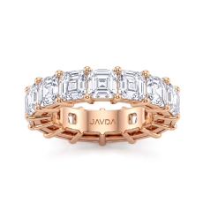 Shared Prong Women's Asscher Lab Grown Diamond Wedding Band 14k Rose Gold  (10.5Ct. tw.)