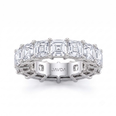Shared Prong Women's Asscher Lab Grown Diamond Wedding Band 14k W Gold 10.5Ctw