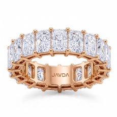 Prong Set Women Eternity Radiant Lab Grown Diamond Wedding Band 18k Rose Gold  (7.05Ct. tw.)