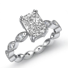 Milgrain Edge Eternity Prong diamond Ring 14k Gold White