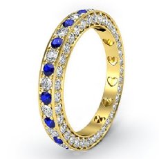 Pave Eternity Sapphire Diamond Womens Engagement Band 18k Gold Yellow Ring  (1.04Ct. tw.)