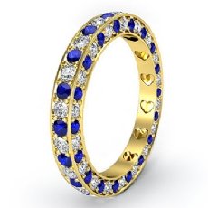 Women Pave Set Eternity Sapphire Diamond Wedding Band 18k Gold Yellow Ring  (0.85Ct. tw.)