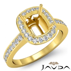Diamond Engagement Cushion Semi Mount Halo Pre-Set Ring 14k Gold Yellow  (0.36Ct. tw.)