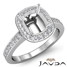 Diamond Engagement Cushion Semi Mount Halo Pre-Set Ring 14k White Gold 0.36Ct
