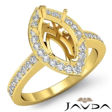 Diamond Engagement Halo Pave Setting Ring Marquise Semi Mount 14k Gold Yellow  (0.38Ct. tw.)