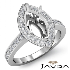 Diamond Engagement Halo Pave Setting Ring Marquise Semi Mount 14k W Gold 0.38Ct