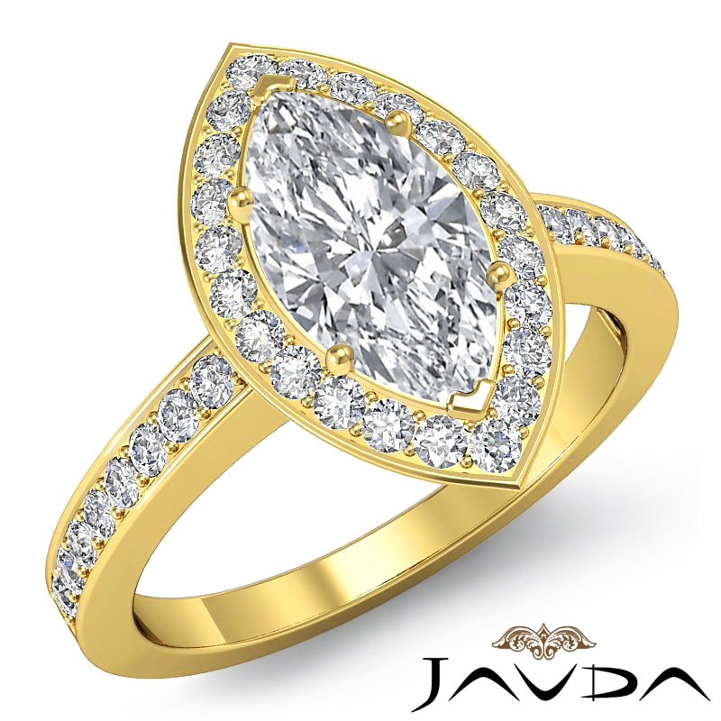 Filigree Basket Halo Pave Set diamond Ring 14k Gold Yellow