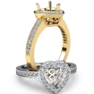 Halo Pave Setting Diamond Engagement Ring Heart Semi Mount 18k Yellow Gold 0.35Ct - javda.com 