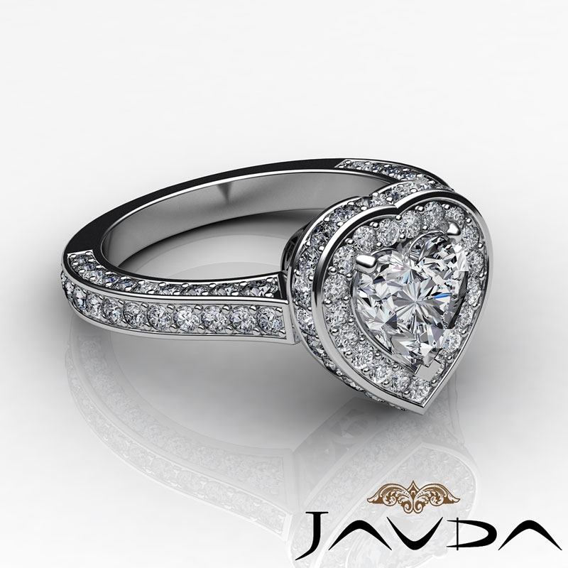 Sidestone Halo Filigree diamond Ring 14k Gold White