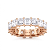 Asscher Lab Grown Diamond Women's Eternity Wedding Band in 14k Rose Gold  (8.25Ct. tw.)