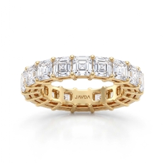 Women Wedding Band Asscher Shared Prong Lab Grown Diamond 14k Gold Yellow  (6.5Ct. tw.)