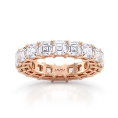 Women Wedding Band Asscher Shared Prong Lab Grown Diamond 14k Rose Gold  (6.5Ct. tw.)
