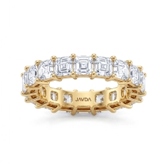 Women's Wedding Band Asscher Shared Prong Lab Grown Diamond 14k Gold Yellow  (5.3Ct. tw.)