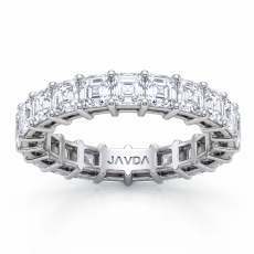 Asscher Lab Grown Diamond Shared Prong Women Wedding Band 14k White Gold 3.8Ctw