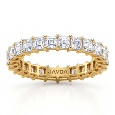 Shared Prong Women Asscher Lab Grown Diamond Wedding Band 14k Gold Yellow  (2.8Ct. tw.)