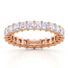 Shared Prong Women Asscher Lab Grown Diamond Wedding Band 14k Rose Gold  (2.8Ct. tw.)