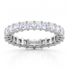 Shared Prong Women Asscher Lab Grown Diamond Wedding Band 14k White Gold 2.8ctw