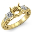 3 Stone Diamond Engagement Ring Princess Round Setting 18k Yellow Gold 0.4Ct - javda.com 