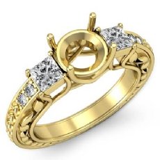 3 Stone Diamond Engagement Ring Princess Round Setting 18k Gold Yellow  (0.4Ct. tw.)