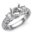 Round Diamond 3Stone Engagement Vintage Semi Mount Ring 14k White Gold 0.65Ct - javda.com 