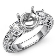 Round Diamond 3Stone Engagement Vintage Semi Mount Ring 14K Gold 0.4Ct